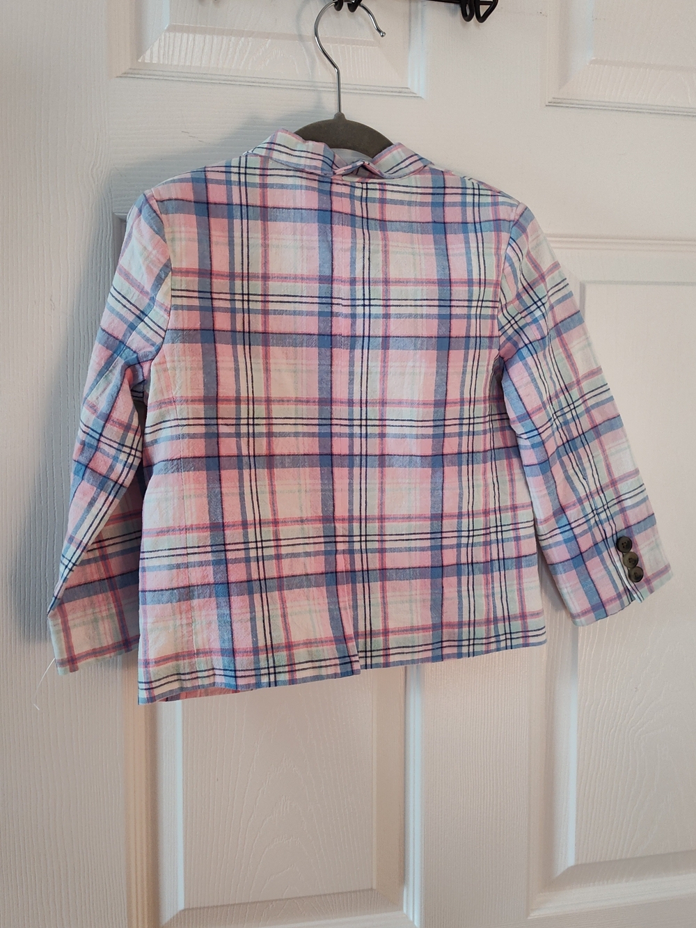 Janie and Jack Pastel Plaid Button-Up Shirt - Pink Blue White - Picture 4 of 4
